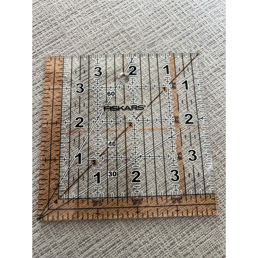 Fiskars Quilting Ruler Square 4.5" x 4.5" Acrylic Clear Precision Cutting Tool